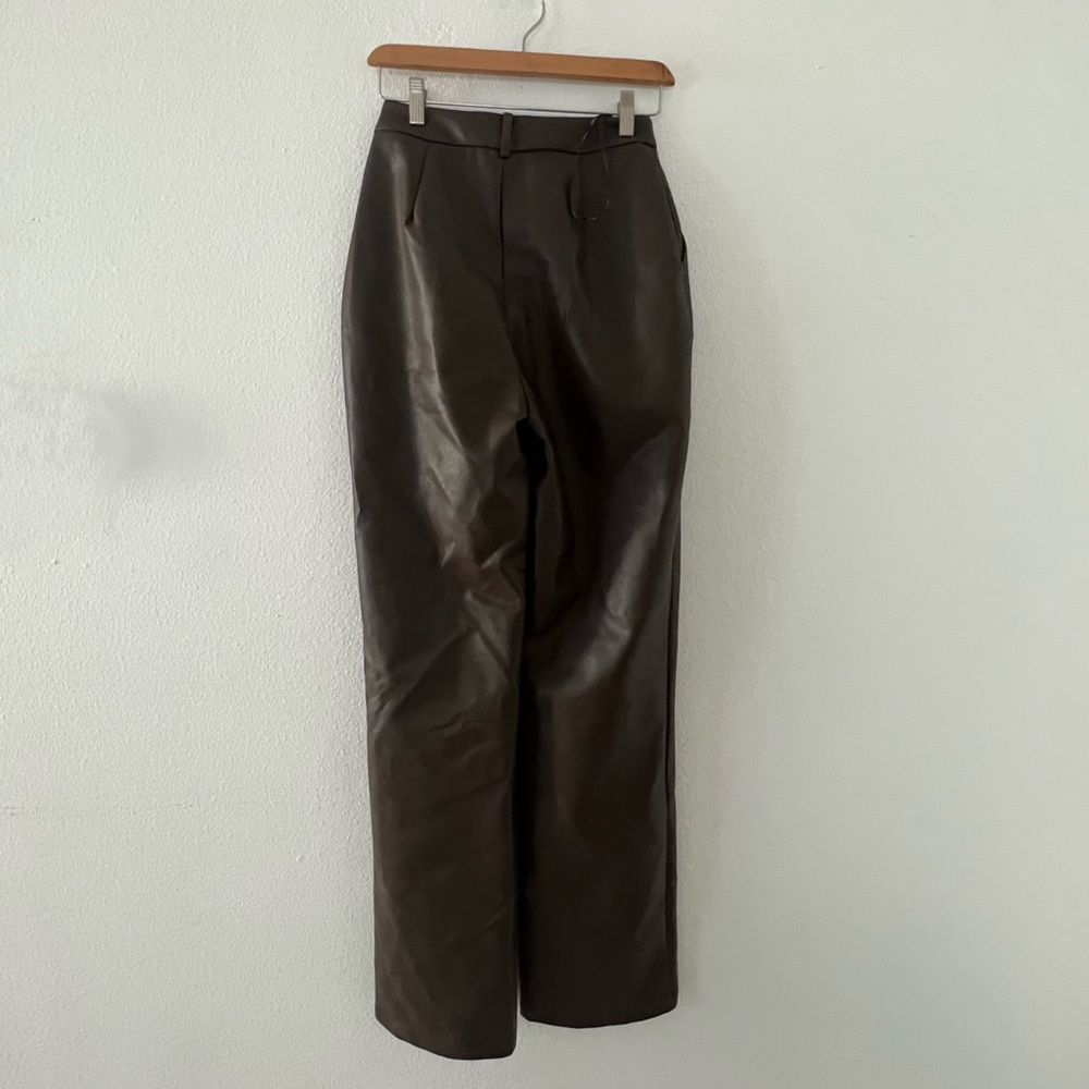 Club L Faux Leather High Waist Pants in Brown - Picture 5 of 5